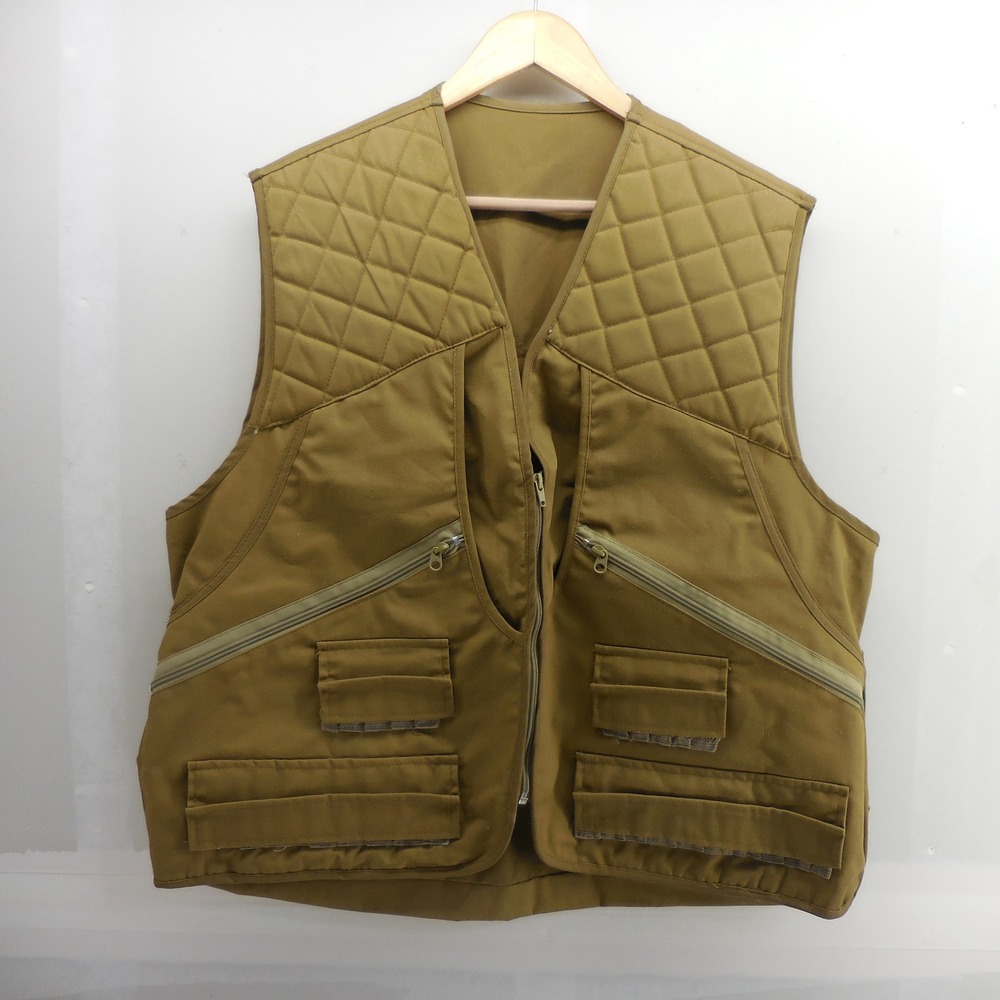 Gamehide Mens Hunting Vest Tan Canvas Quilted Shooting Game Bag Shell Loops L